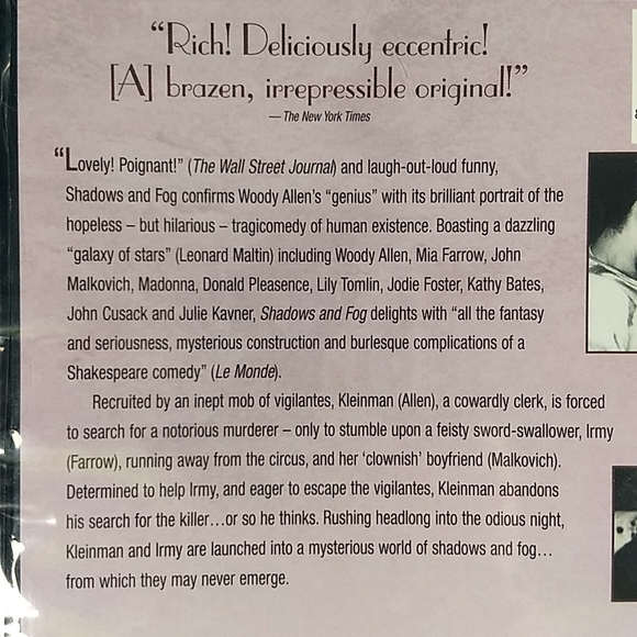 Shadows And Fog, Factory Sealed DVD - Picture 4 of 7